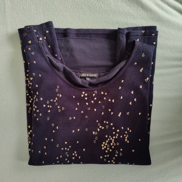 Navy Blue 🔵 with tiny gold heart Short Sleeve Sweater | Leo & UGO 🇫🇷 - Picture 9 of 14
